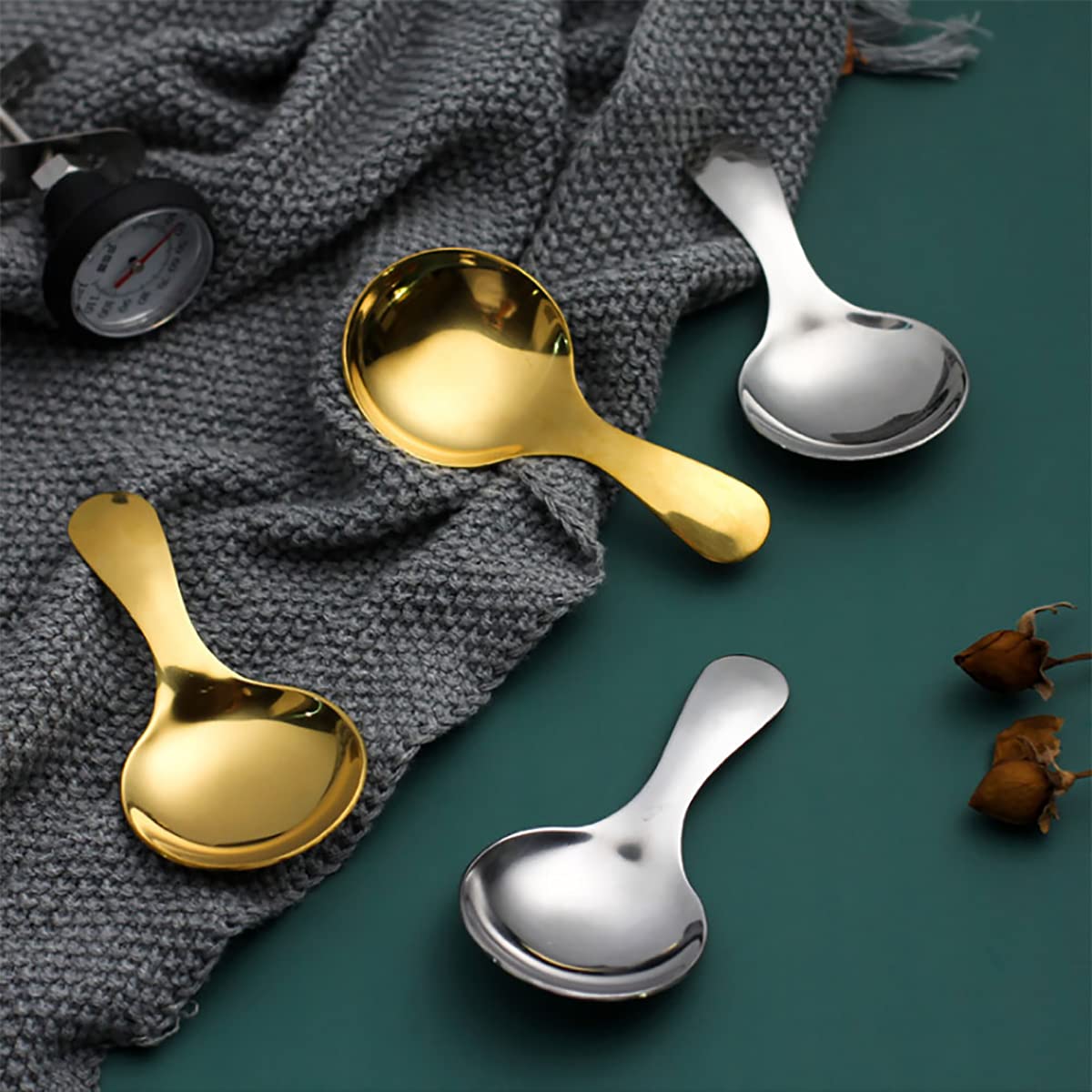 Dadamong Short Handle Spoons Set Of 6, Stainless Steel Mini Salt Spoons For Condiments, Dessert, Tea, Coffee, Cake, Sugar, Stirr